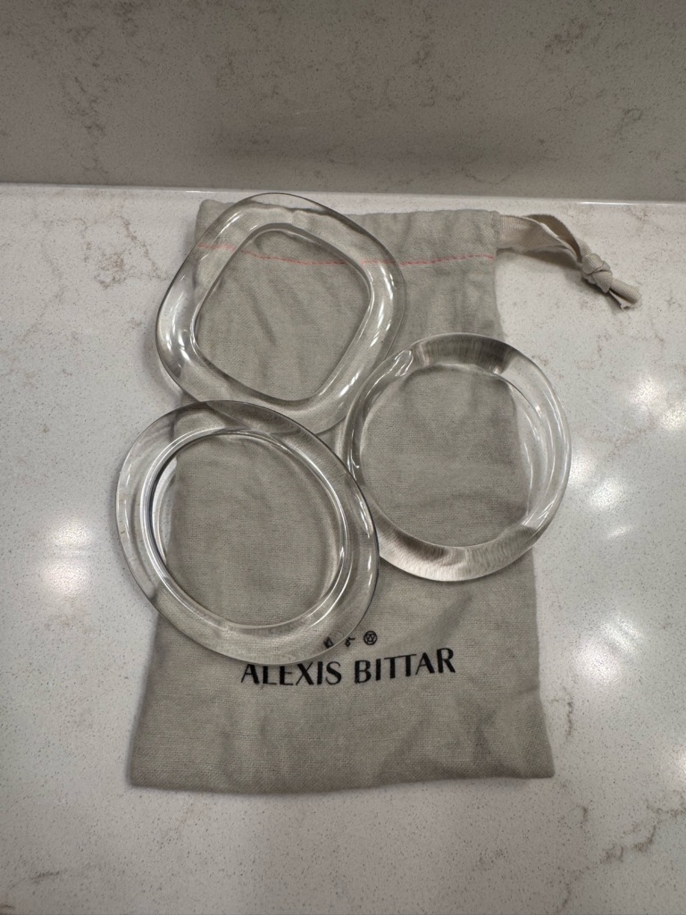 Alexis Bittar Clear Lucite Stackable Bracelets set of 3
